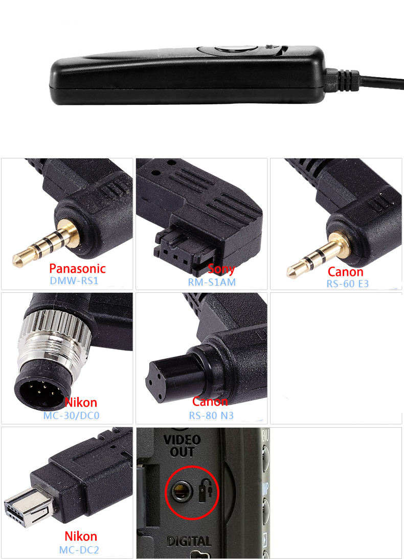 HongXing Remote Shutter Release Cable RS-80N3 Shutter Release Cable for Canon DSLR Cameras 20D/30D/50D/6D