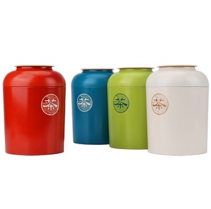 Boîte de stockage en fer blanc en forme de bouteille en céramique personnalisée, réservoir de stockage, boîtes à café rondes, pot en métal en forme de dôme, boîte de conserve à thé de style chinois - Product Image 1