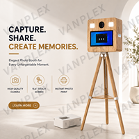 Nouveau Kiosque Photo Portable 2026 Style Bois Écran Tactile Lumière LED pour Mariage Anniversaire Événement Professionnel