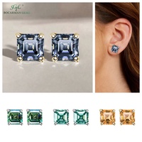 Boucles d'oreilles Asscher Moissanite 1-2 Carat Argent S925 4 griffes Prêt à expédier avec options or/argent Cadeau parfait pour elle