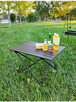 Table rectangulaire pliante moderne et portable en acier au carbone, pour camping, pique-nique, mobilier d'extérieur ultraléger, base trépied pour barbecue, noir