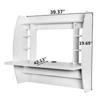 Bureau d'ordinateur mural flottant, table de bureau à domicile pour PC avec étagère de rangement, blanc