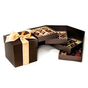 Scatola di imballaggio di cioccolato di natale di favore del regalo della porta di nozze a forma di cuore di rettangolo su ordinazione di piccolo disegno per la caramella del cioccolato del noccifo