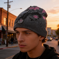 Gorros de Diseño con Estampado de Goma, Gorras Vintage con Logotipo Personalizado Bordado, Parche de Sarga Desgastado, Estilo Y2K, Gorros Deportivos de Anime