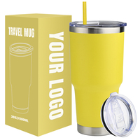 Vaso Térmico de Viaje de Acero Inoxidable con Aislamiento al Vacío de Doble Pared, Moderno, con Recubrimiento en Polvo, de 20oz/30oz, con Tapa para Bebidas Calientes/Frías, con Logotipo Personalizado