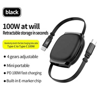 Cable de Datos USB-C a Tipo-C Magnético Retráctil de Ángulo Recto de 3 pies, 240W, 6A, Carga Rápida, TPE, con Logotipo Personalizado para Laptop, Cámara y Computadora