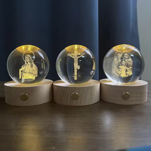 Jésus boule de cristal Led forme ronde USB Charge 3D veilleuses décor pour noël enfants cadeau lampe de Table - Product Image 2