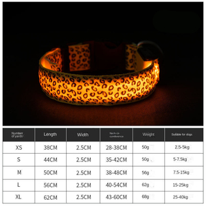 Collar Luminoso LED Recargable para Perro, Ecológico, de Poliéster, con Cintas y Patrón de Leopardo, para Mascotas de Raza Pequeña - Product Image 6