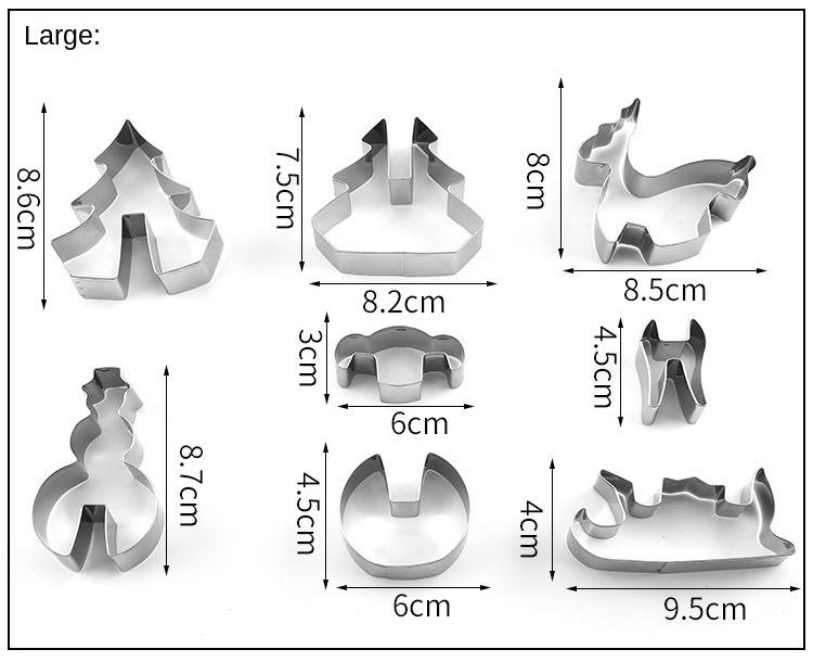 Ensemble de 8 emporte-pièces à biscuits (grand format avec boîte couleur)