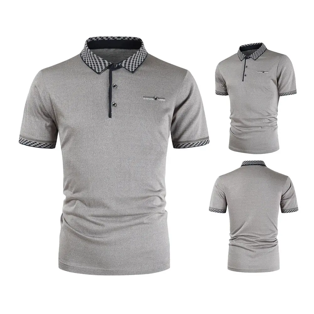 Summer New Polo Shirt, Men Short-sleeved Casual Slim Solid Color Polo Shirt Shrink-proof Quick-drying Outdoor Leisure Polo Shirt