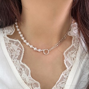 Yinruitai S925 Sterling Silver Pearl <b>Necklace</b> With Round <b>Ring</b> Clasp For Women Everyday Wear Autumn Winter Sweater Chain - Product Image 4