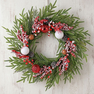 Guirnalda Navideña de Piñas y Bayas de 55 cm, Decoración Navideña Creativa con Bolas de Navidad, Anillo de Vid, Decoración Floral, Venta al por Mayor - Product Image 1