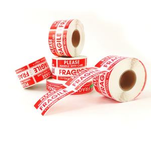 สติกเกอร์ "แตกหักง่าย" ขนาด 2x3 นิ้ว พร้อมข้อความ "ระวังแตกหัก" สำหรับบรรจุภัณฑ์/การขนส่ง - ฉลาก "ขอบคุณ" สำหรับการจัดส่งสินค้าที่เปราะบาง - Product Image 1