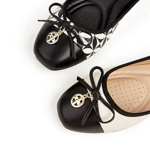 <span class=keywords><strong>Comprar</strong></span> <span class=keywords><strong>Ballet</strong></span> Flats Fabricantes personalizados Guangdong Antideslizante Ligero Slip-On Square Toe PU Plaid Verano Primavera Otoño Zapatos - Product Image 2