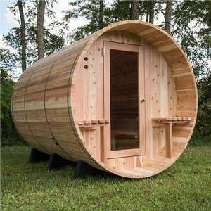Buiten sauna van houten vat, rode ceder en hemlock hout, elektrische kachel, voor 2 personen - Product Image 6