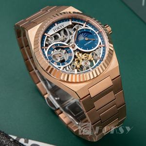 Montres de marque OEM ODM avec boîte, logo personnalisé, squelette automatique, Orologio Tourbillon, montre transparente en acier inoxydable pour hommes - Product Image 5