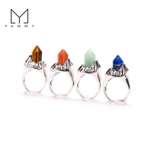 Bague Minérale en Argent Réglable Bijoux en Cristal Naturel Quartz Point Pierre Gemme Bague en Pierre Précieuse - Product Image 5