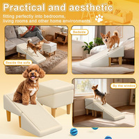 Rampe d'escalier pour chien en bois, avec marchepied intégré et repose-pieds séparé, pliable, pour animaux de compagnie.