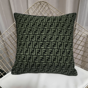 Fodera <span class=keywords><strong>per</strong></span> cuscino 45x45 in ciniglia jacquard intrecciata, morbida, con motivo classico monogramma FF, <span class=keywords><strong>per</strong></span> decorazioni di lusso <span class=keywords><strong>per</strong></span> la casa e l'hotel - Product Image 3