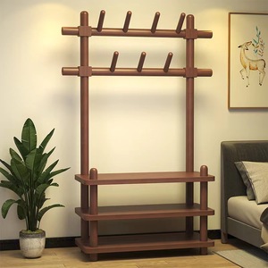 Modern Design <strong>Solid</strong> Wood Vertical Clothes Rod Bag <strong>Rack</strong> Simple Indoor Living Room Floor Stand Double for Shoes Cleaning Bedroom - Product Image 4