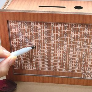 Coffre-fort en bois pour enfants et adultes Tirelire en bois avec compte à rebours et cible d'argent Tirelire Cadeau pour enfants - Product Image 6