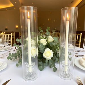 Wholesale Simple Tall Taper Candlestick Cylinder <strong>Windproof</strong> Cover Glass Crystal <strong>Candle</strong> <strong>Holders</strong> for Tapered <strong>Candles</strong> - Product Image 3