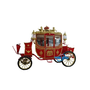 Carruaje de Caballos Rojo para Bodas Reales, Carruaje Turístico de la <span class=keywords><strong>Vieja</strong></span> Ciudad, Carruaje Clásico de <span class=keywords><strong>Cenicienta</strong></span>, Vagón Eléctrico en Venta - Product Image 1