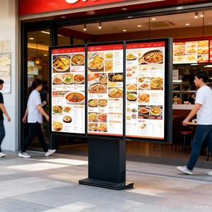 Venta caliente 3x55 pulgadas al aire libre tres pantallas LCD Digital Poster 4K resolución PASTHROUGH MENU BOARD para ascensor al aire libre - Product Image 1