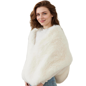 Women Elegant Faux Fur Gown <b>Shawl</b> Flurry Collar Warm Cover Up Fashion Wrap for Bride <b>Wedding</b> Party - Product Image 2