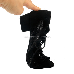 Chaussures de <span class=keywords><strong>danse</strong></span> <span class=keywords><strong>latine</strong></span> à talon carré en dentelle à paillettes noires pour femme, chaussures de <span class=keywords><strong>danse</strong></span> de salon, chaussures de <span class=keywords><strong>danse</strong></span> salsa, talon 3,5 cm - Product Image 3