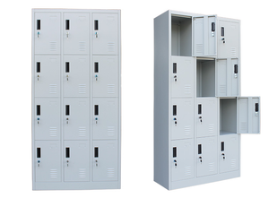 Armoire de rangement métallique en acier à 12 compartiments avec serrure à clé et structure démontable - Product Image 5
