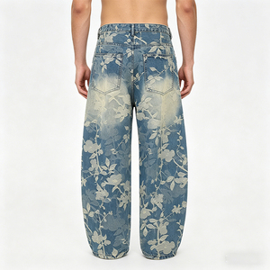<span class=keywords><strong>Pantalones</strong></span> Vaqueros Anchos <span class=keywords><strong>de</strong></span> Mezclilla Selvedge Personalizados Huangqiu con Jacquard Floral <span class=keywords><strong>para</strong></span> Hombre, <span class=keywords><strong>Pantalones</strong></span> Vaqueros Holgados <span class=keywords><strong>de</strong></span> Estilo Urbano <span class=keywords><strong>para</strong></span> Hombre - Product Image 3
