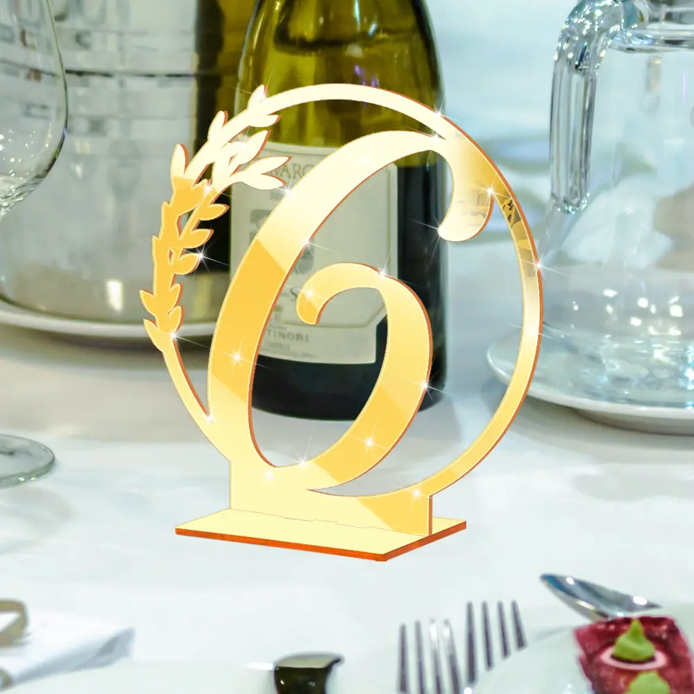 Festival Wedding Place Holder Card Acrylic Table Number Holders Gold Silver Mirror Wedding Table Number Signs