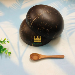 Bol en coquille de noix de coco naturelle et écologique. Bol en coquille de noix de coco incrusté de nacre et laqué pour servir les aliments - Product Image 3