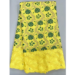 Tela de encaje de algodón africano de alta calidad con diamantes de imitación, venta al por mayor, encaje de gasa suizo para mujeres, vestidos de novia, costura - Product Image 5