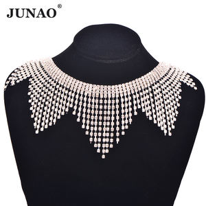 JUNAO-Cadena de diamantes de imitación con flecos, rollo de diamantes de imitación, pulsera, cadena de costura para <span class=keywords><strong>ropa</strong></span>, joyería, 1 yarda - Product Image 2