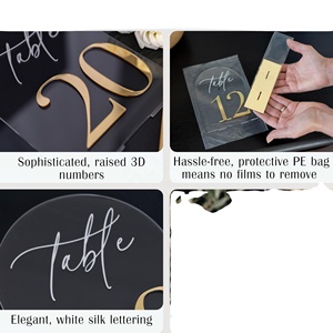 Acrylic for Reception Durable and Thick <b>Number</b> Signs Elegant Gold <b>Table</b> <b>Numbers</b> 1-20/Set - Product Image 2
