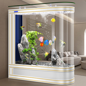 <span class=keywords><strong>Aquarium</strong></span> écologique autoportant en verre ultra-transparent avec filtre latéral intégré en forme de balle, idéal comme séparateur de pièce - Product Image 1
