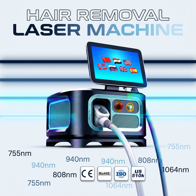 Portable Diode Laser Hair Removal AI Handle 4 Spectrum Laser (755nm) Sapphire Tip Fast & Painless Ingrown Hair Removal