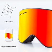 Masque de snowboard rose 2025, grand miroir, masque de ski rabattable, anti-buée, cylindrique, unisexe, magnétique pour hommes et femmes