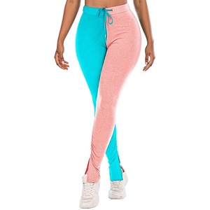 Cintura entallada azul y rosa alta calidad de las mujeres casuales populares apilado Pantalones - Product Image 1