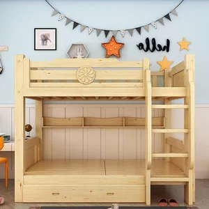 Детская двухъярусная кровать с хранилищем для девочек, детская деревянная двухъярусная кровать с горкой, двухъярусная кровать для детей