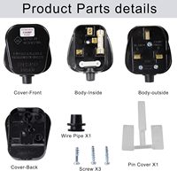 Prise filable standard britannique 13A 250V à 3 broches pour câblage