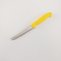 Couteau à steak HACCP en acier inoxydable de 11 cm, à lame ajourée dentelée, avec manche PP ambidextre, pour la restauration commerciale et la cuisine