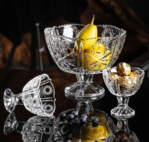 Gran oferta musulmana, diseño de girasol, 7 Uds., juego de <span class=keywords><strong>cuencos</strong></span> de frutas para helado de vidrio, tallado de patas grandes cuenco de 8,8 "con 6 uds, <span class=keywords><strong>cuencos</strong></span> <span class=keywords><strong>pequeños</strong></span> de 4,4" - Product Image 6
