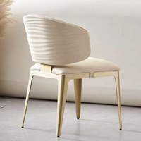 Chaise de salle à manger ondulée de luxe légère en acier inoxydable, chaise de comptoir à usage domestique, chaise de négociation pour café
