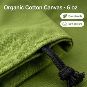 Pochette en coton vert avec cordon de serrage, sac de rangement réutilisable pour cadeaux promotionnels, logo personnalisé - Product Image 3
