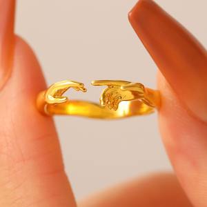 Anneaux de doigt ajustables en laiton plaqué or, <span class=keywords><strong>création</strong></span> de l'homme, pour femmes et hommes, toucher votre âme - Product Image 3