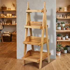 Étagère de rangement autoportante Vino Glossy, étagère en bois en forme d'échelle, supports de rangement en fer, étagères multifonctions, organisateur de jouets - Product Image 3
