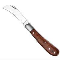 Meilleure vente sécateur de jardinCouteau de greffage à double lame Manche en bois massif Lames incurvées Couteau d'élagage Couteau pliant en herbe